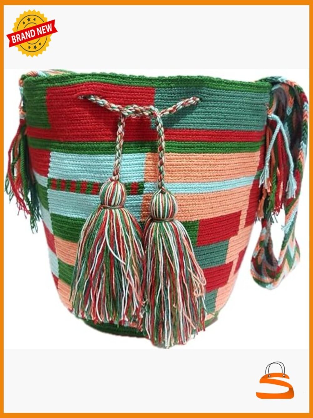Handwoven Wayuu Crochet Mochila Tote - Colombian Tribal Bag